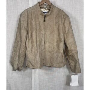 NEW Pamela McCoy Women's Plus 3X Tan Snakeskin Genuine Leather Coat‎ Jacket NWT